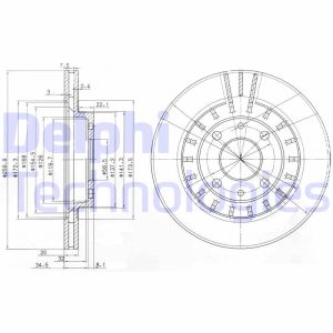 Jarrulevy DELPHI BG3806 etupuolella/tuuletettu/2 kpl