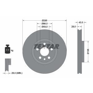 Disco de freno TEXTAR 92115003 vorne, ventilado , 1 Pieza