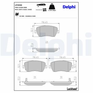 Bromsbeläggssats DELPHI LP3550, fram