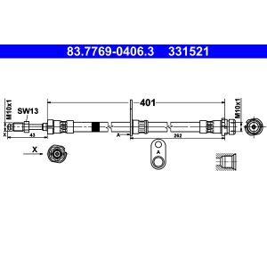 Tubo de freno ATE 83.7769-0406.3, Derecha