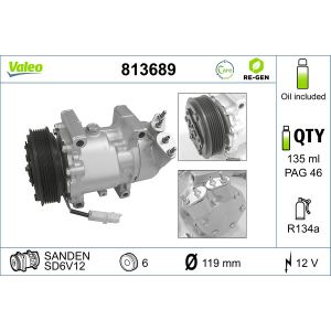 Compresor, aire acondicionado VALEO 813689