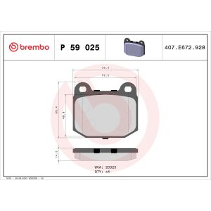 Bremsbelagsatz, Scheibenbremse BREMBO P 59 025