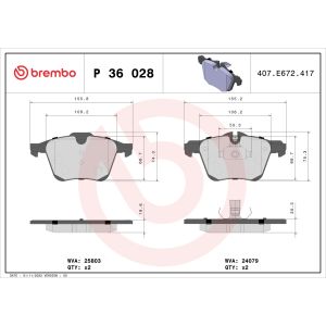 Bremsbelagsatz, Scheibenbremse BREMBO P 36 028