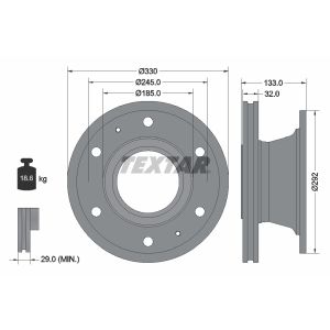 Bremsscheibe TEXTAR 93221200 hinten, belüftet, 1 Stück