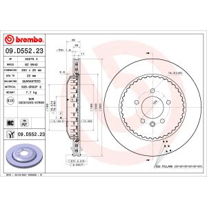 Disco de travão BREMBO 09D55223 traseira, ventilado, altamente carbonizado, 1 Peça