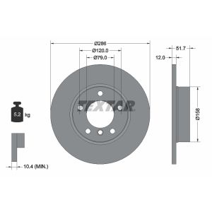 Disco de freno TEXTAR 92055503 delantero, macizo, 1 Pieza