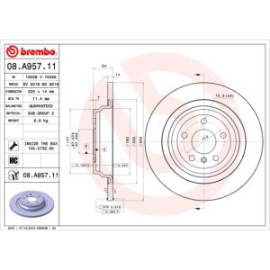 Jarrulevy BREMBO 08A95711 takana, täysi, erittäin hiilihappoinen, 1 kpl