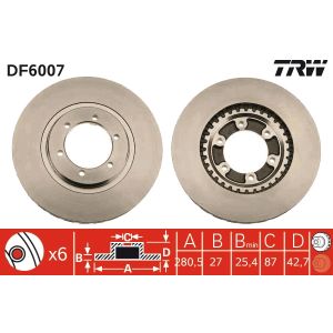 Jarrulevy TRW DF6007 edessä, tuuletettu, 1 kpl