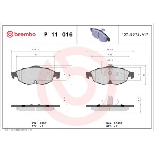 Levyjarrun jarrupalasarja BREMBO P 11 016