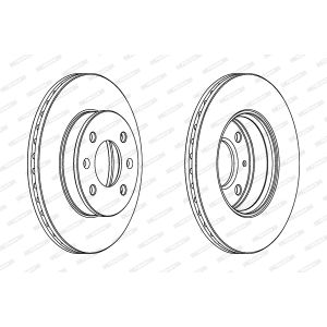 Remschijf FERODO DDF1529C voorkant, geventileerd, 2 stuk