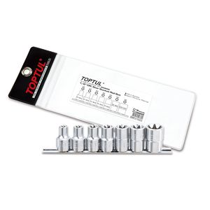 E-TORX dopsleutelset TOPTUL 1/2 inch 7 Stuk (E10, E12, E14, E16, E18, E20, E24)