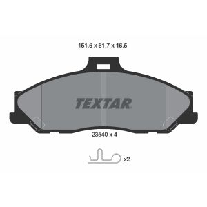Kit de plaquettes de frein, frein à disque TEXTAR 2354001, Avant