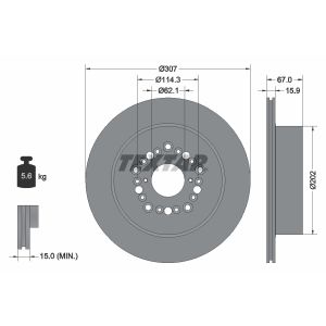 Bremsscheibe TEXTAR 92150400 hinten, belüftet, 1 Stück