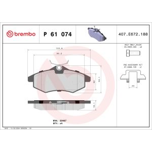 Conjunto de pastilhas de travão BREMBO P 61 074, frente