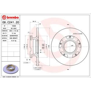 Jarrulevy BREMBO 08C24120 takana, täysi, 1 kpl