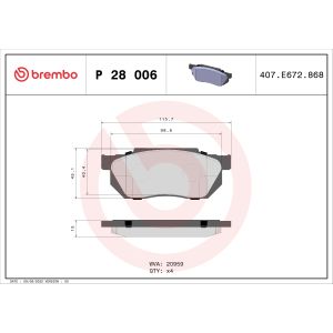 Levyjarrun jarrupalasarja BREMBO P 28 006