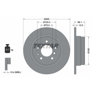 Disque de frein TEXTAR 92042500 arrière, plein, 1 Stück