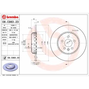 Remschijf BREMBO 08C98323 achter, compleet, 1 stuk