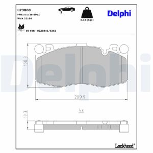 Bremsbelagsatz, Scheibenbremse DELPHI LP3868
