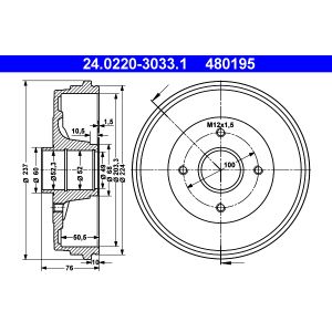 Tambour de frein ATE 24.0220-3033.1