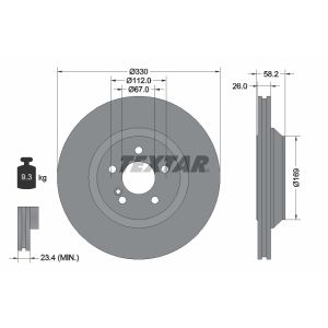 Disco freno TEXTAR 92197903 posteriore, ventilato, 1 pezzo