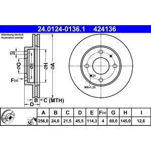 Disque de frein ATE 24.0124-0136.1 avant, ventilé, 1 pièce