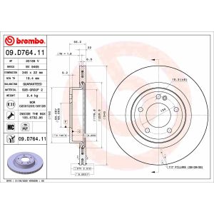 Disco freno BREMBO 09.D764.11, 1 pezzo