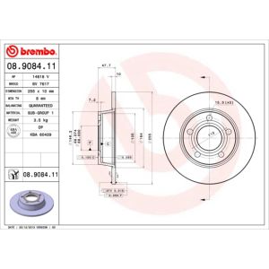 Jarrulevy BREMBO 8908411 takana/täydellinen/1 kpl