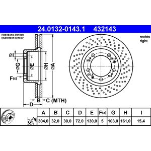 Disco freno ATE 24.0132-0143.1 anteriore, ventilato, altamente carbonizzato, 1 pezzo