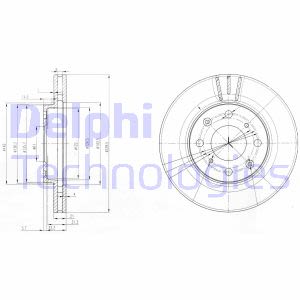 Remschijven DELPHI BG3794 voorkant, geventileerd, 2 Stuk