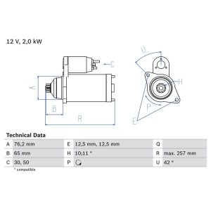 Startmotor / Starter BOSCH 0 986 018 390