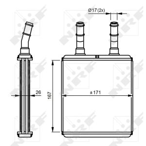 Lämmönvaihdin, matkustamon lämmitysjärjestelmä NRF 54291