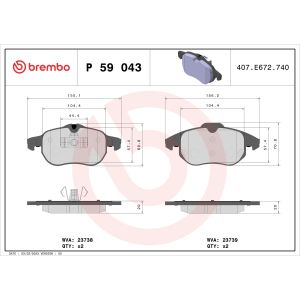 Jarrupalasarja BREMBO Xtra P 59 043X, edessä