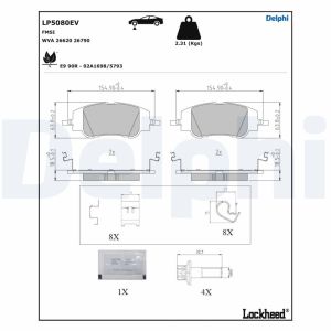 Remblokset, schijfrem DELPHI LP5080EV