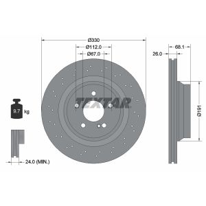 Disco freno TEXTAR 92120000 posteriore, ventilato, perforato, 1 pezzo