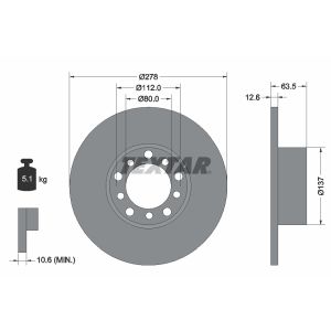 Disco freno TEXTAR 92009500, anteriore, completo, 1 pezzo