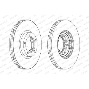 Remschijf FERODO DDF848C voorkant, geventileerd, 2 stuk