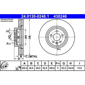 Disco de freno ATE 24.0130-0246.1 vorne, ventilado , altamente carbonizado, 1 Pieza