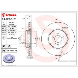 Disco de travão BREMBO 09D55023 frente, ventilado, altamente carbonizado, 1 Peça