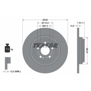 Disco de freno TEXTAR 92306905 hinten, macizo, altamente carbonizado, 1 Pieza