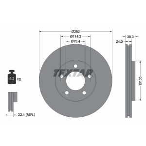 Disque de frein TEXTAR 92153100 avant, ventilé, 1 pièce