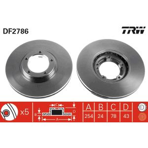 Jarrulevy TRW DF2786 edessä, tuuletettu, 1 kpl