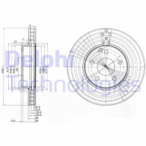 Dischi freno DELPHI BG3755C anteriore, ventilato, 2 pezzo