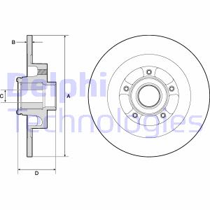 Remschijf DELPHI BG9134RS achter, volledig, 1 Stuk