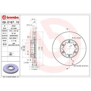 Disque de frein BREMBO 09.E167.10, 1 Stück