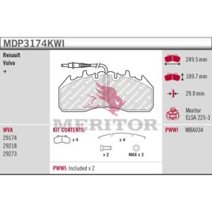 Levyjarrun jarrupalasarja MERITOR MDP3174KWI