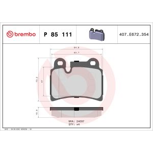 Bremsbelagsatz, Scheibenbremse BREMBO P 85 111