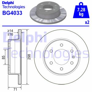 Remschijf DELPHI BG4033 terug, compleet, 2 stuk