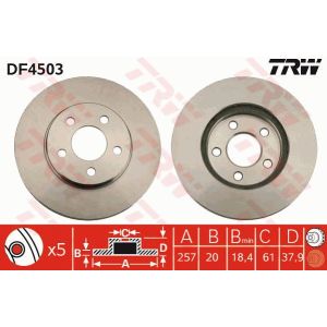 Bremsscheibe TRW DF4503 vorne, belüftet, 1 Stück