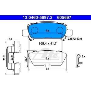 Bremsbelagsatz ATE 13.0460-5697.2, Hinten
